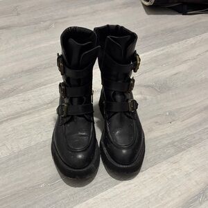 La CANADIENNE Black Ankle Boots with Buckle Detail